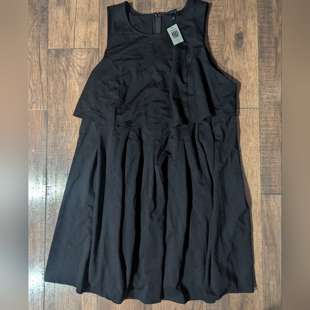 Torrid Women's Plus Black Tiered Classic Black Midi Flowy Flared Dress Sz 24 NWT